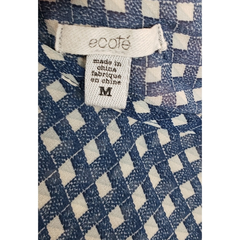 Ecoté | Blue White 3/4 Ruched Sleeves Blouse - Picture 4 of 5